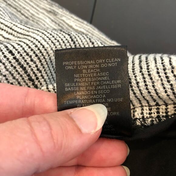 Tibi black white striped knit cotton linen blend tie back top size Large - Picture 11 of 15